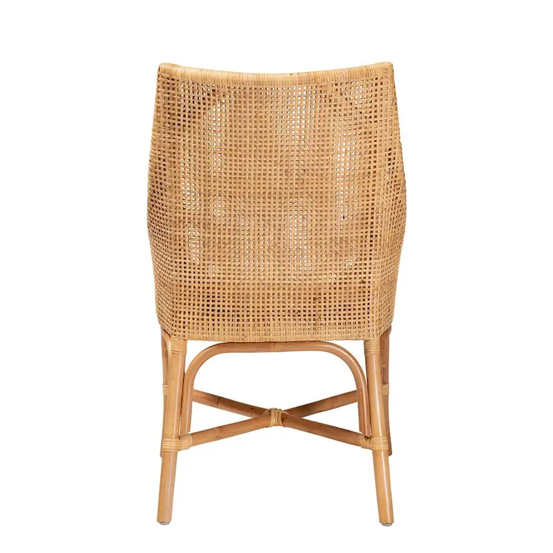 Modern Bohemian Natural Brown Rattan Dining Chair