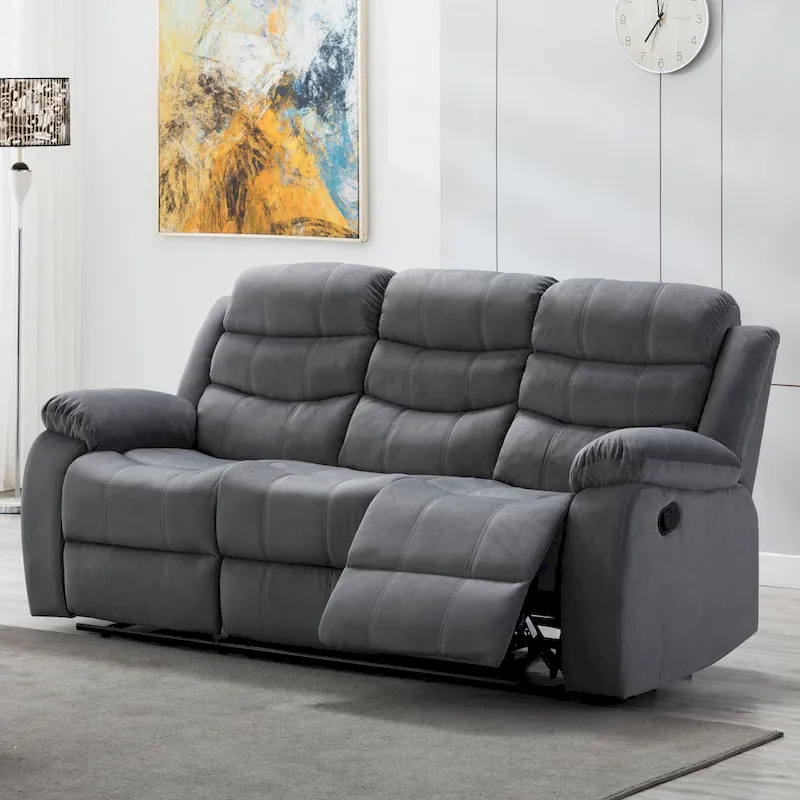 Jim Grey Upholstered Reclining Living Room Sofa