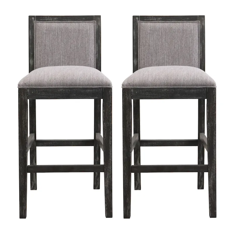 Roomfitters Retro Bar Stools, Set of 2 Upholstered 30.5 Bar Height Chairs with Fabric Cushion and Wood Frame