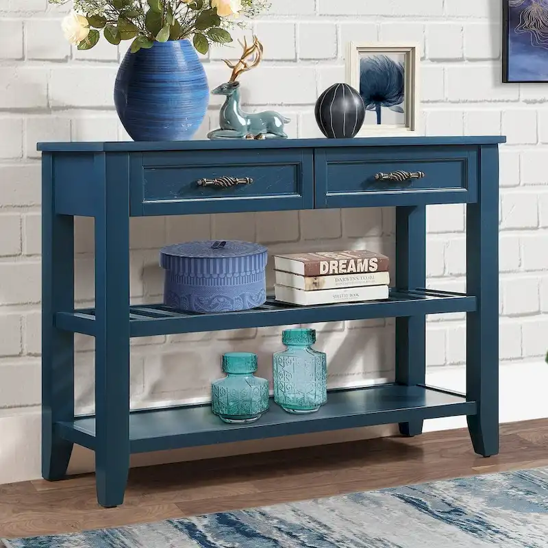 42 Console Sofa Table with Drawers and Tiers Shelves