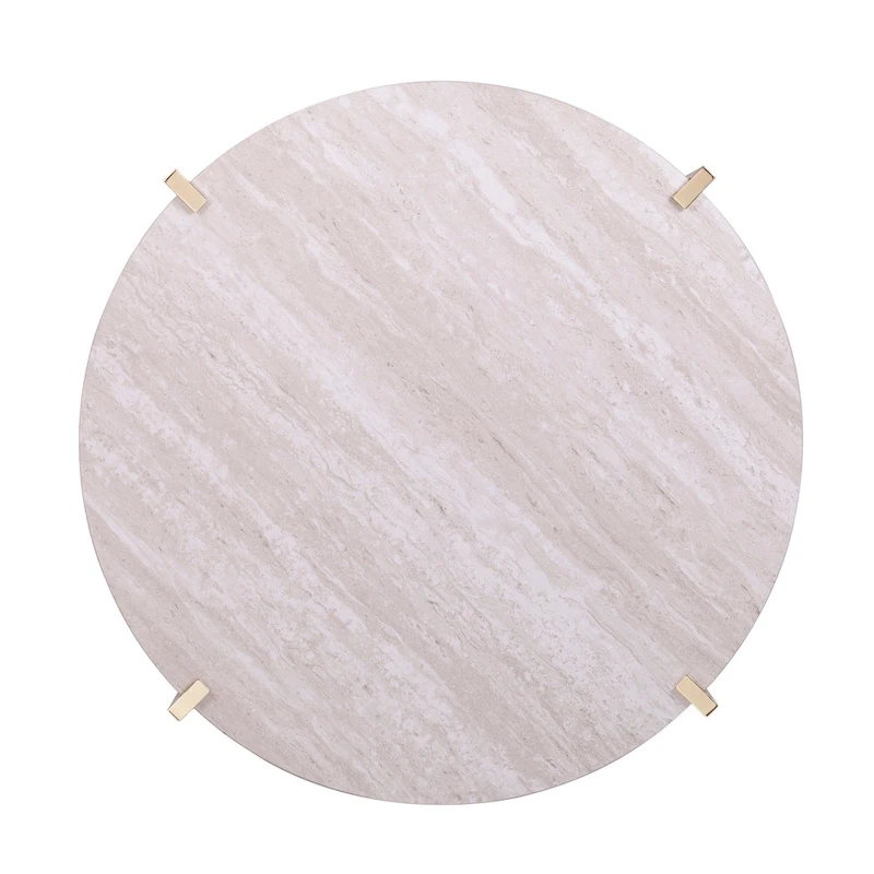 SEI Furniture Aldea Round Faux Marble Coffee Table with Shelf