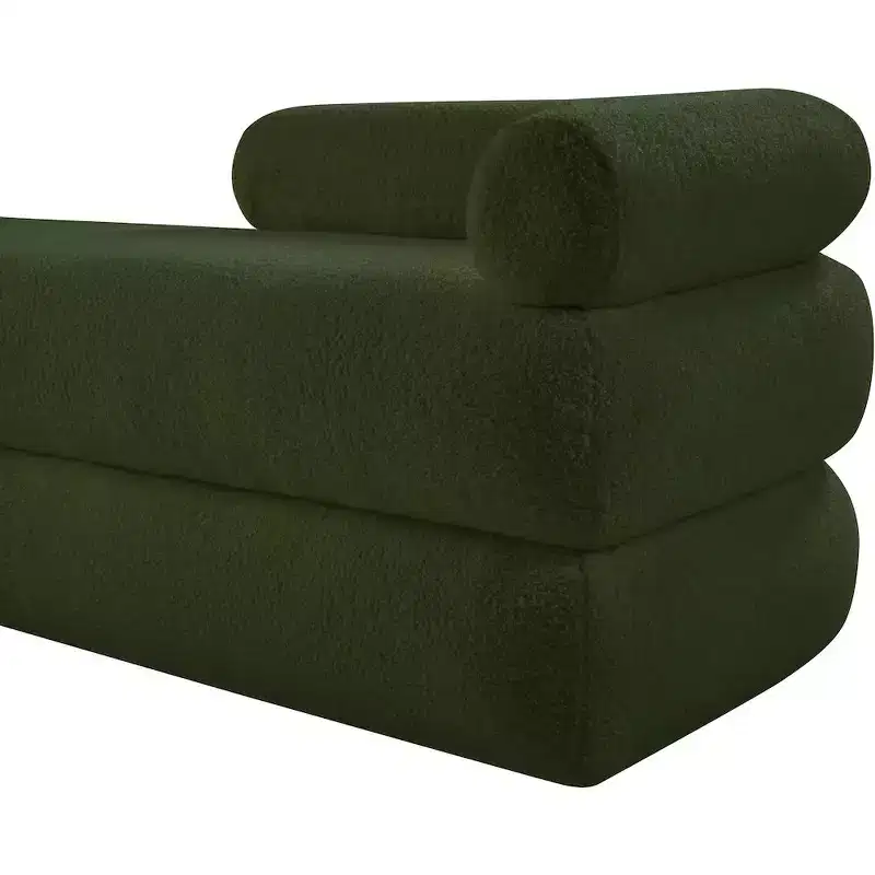 Meridian Furniture,Kennedy Faux Shearling Teddy Fabric Bench
