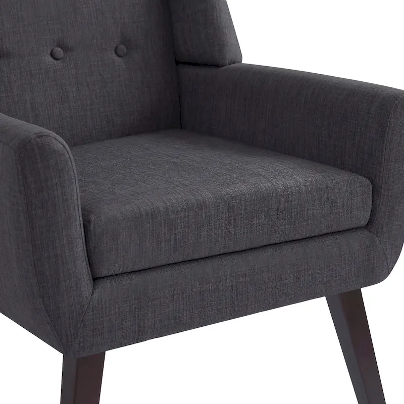 Linen Accent Chair with Tufted Back