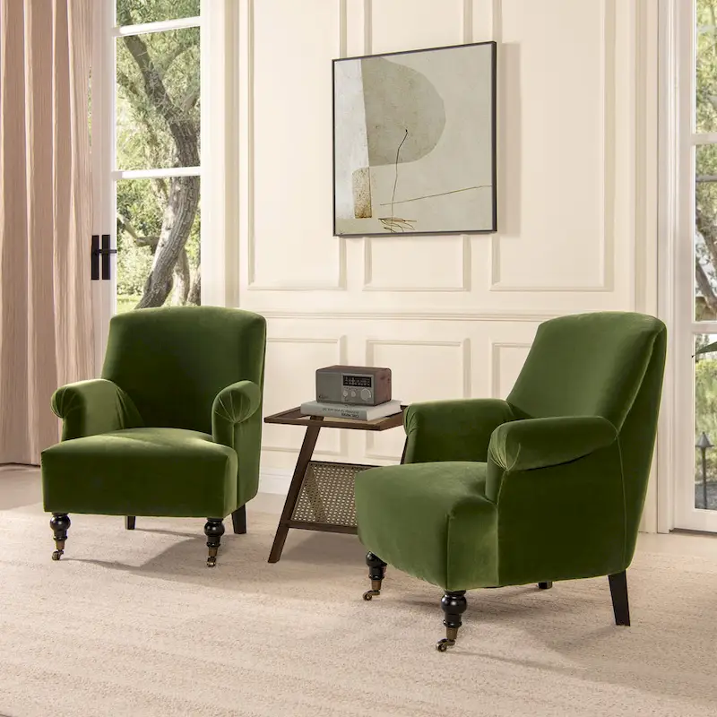 Eloise 30 Transitional Velvet Pleated Sock Arm Accent Chair