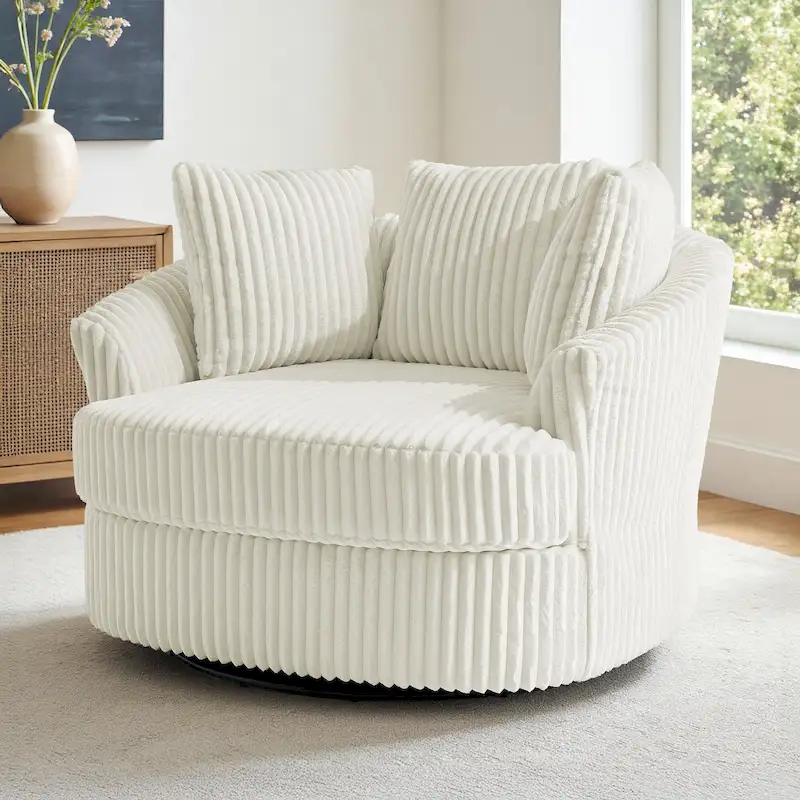 Swivel Tub Chair With Integrated Armrests And Removable, Washable Cover