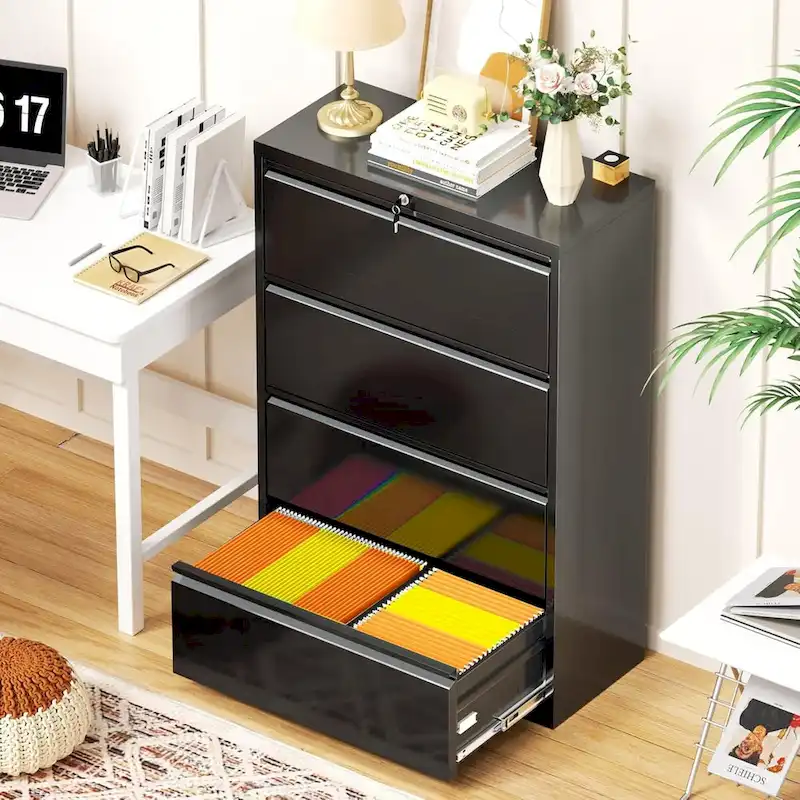 4 Drawer Metal Lateral Filing Cabinet with Lock