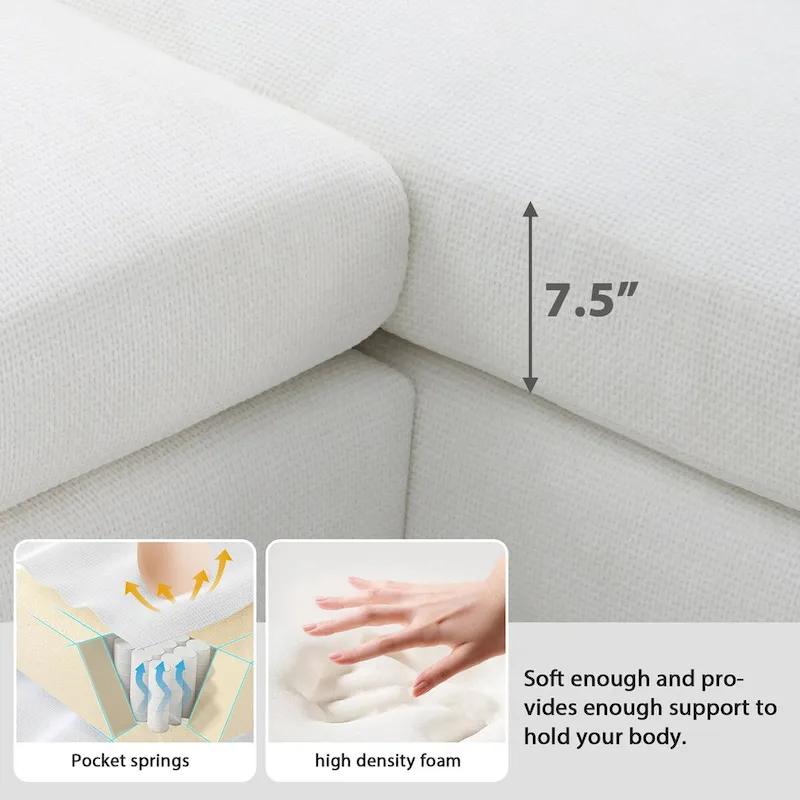 Chenille L-Shaped Sectional Sofa with Chaise - 4-5 Seat