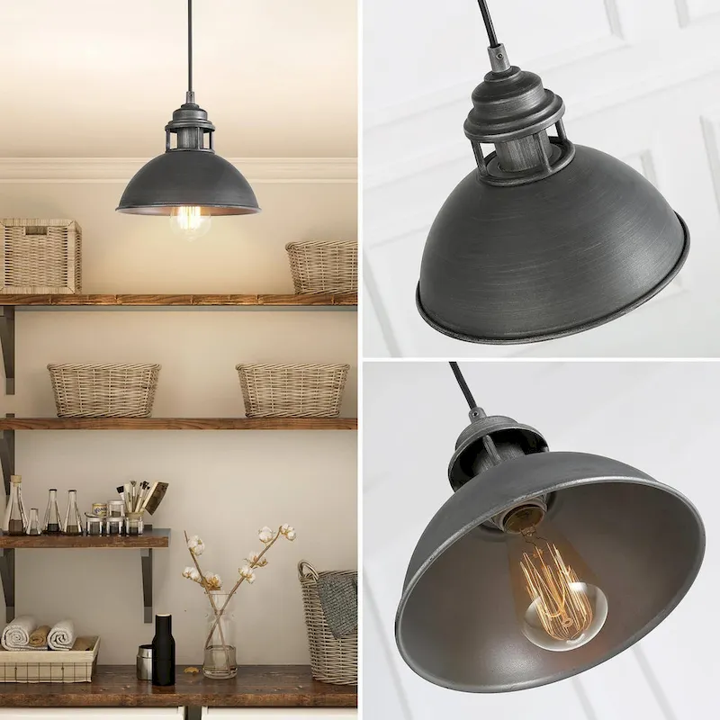 The Gray Barn Farmhouse 1-Light Dome Pendant Industrial Island Lights - D9  x H7.3