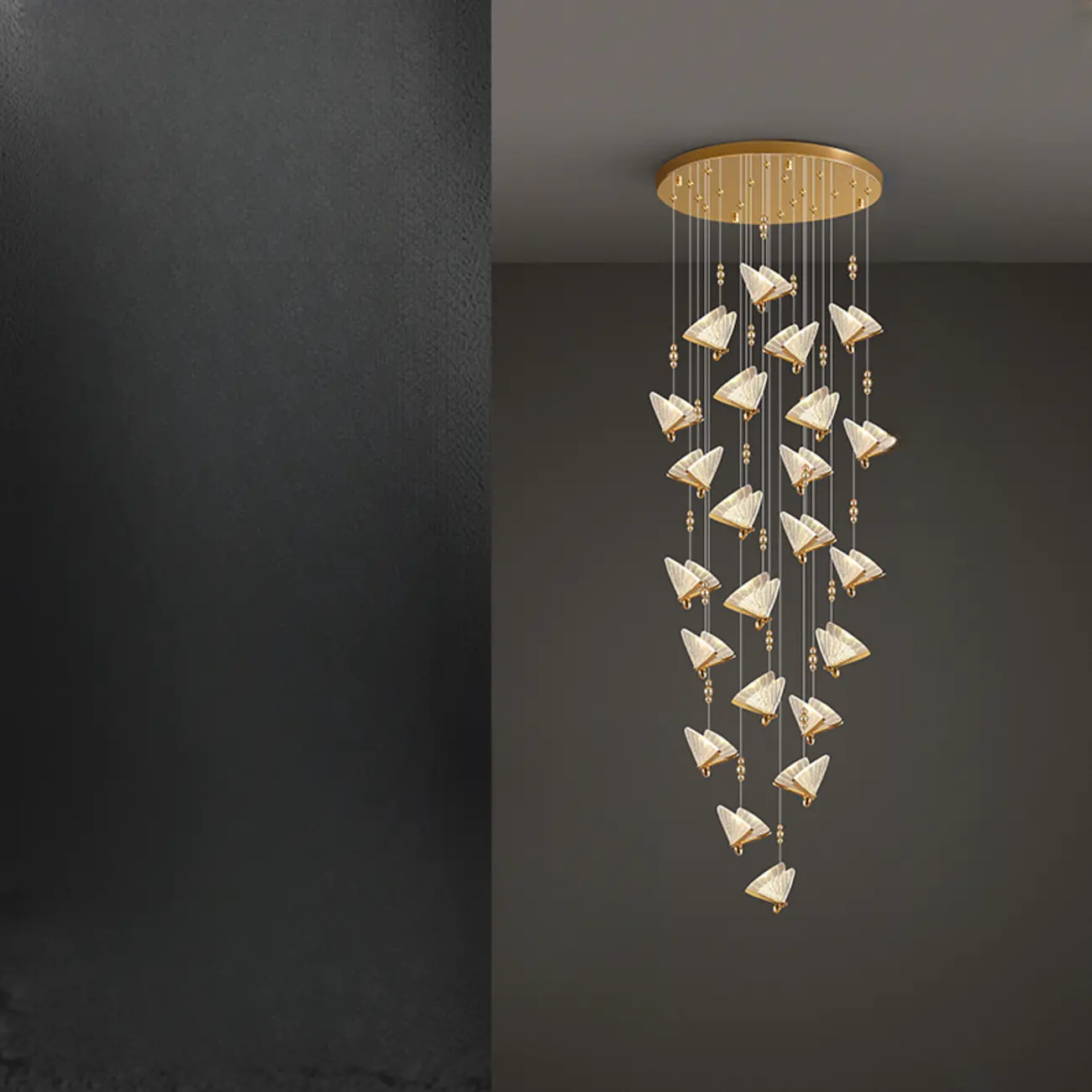 Modern Crystal Linear Butterfly Chandelier Light with Remote