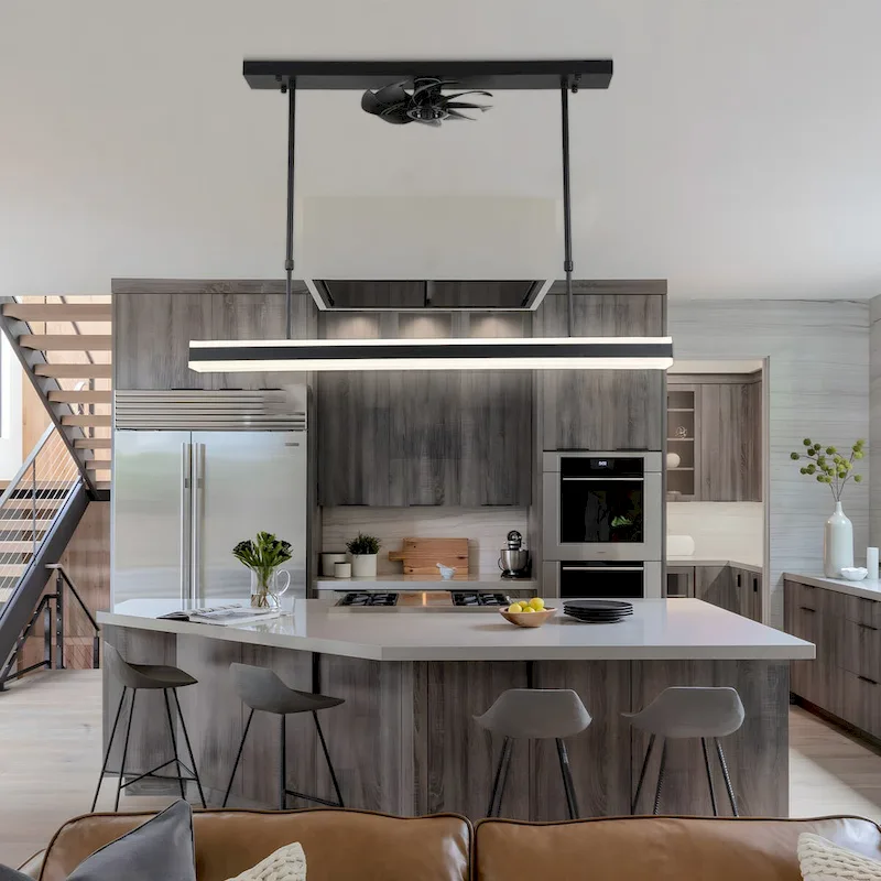 48  Modern Reversible Ceiling Fan 3-Speed with Remote, Kitchen Island Chandelier with 5-Light - 48 Inches