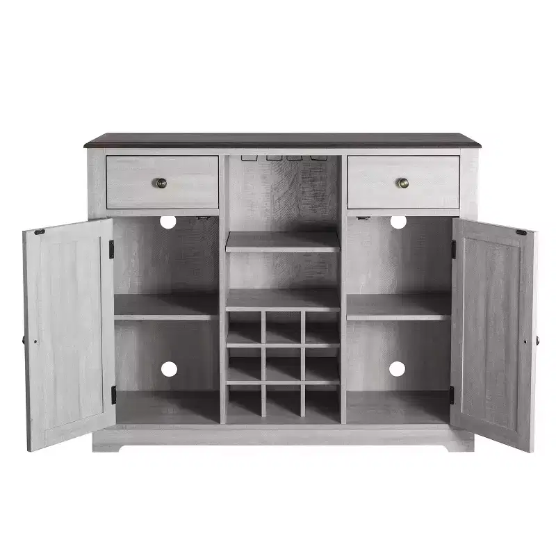 47" Wood Bar Cabinet with Brushed Nickel Knobs - Home Essentials