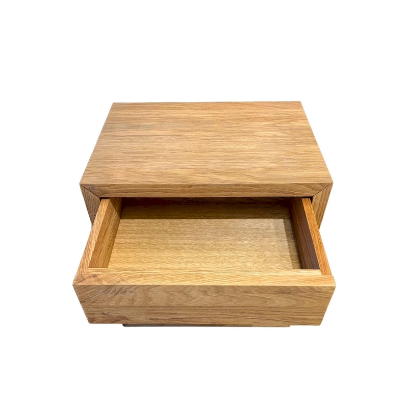 Scandinavian Floating Nightstand with Drawer, Solid Oak - Bedroom Side Table