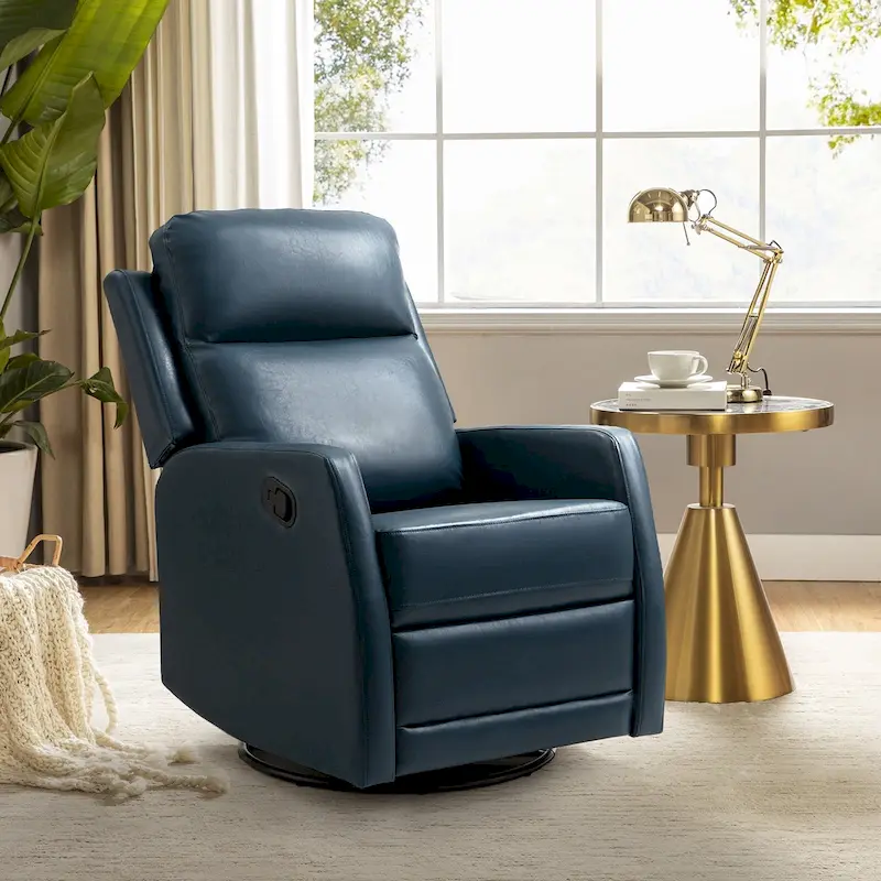 Esteban Modern Faux Leather Manual Rocking Swivel Recliner with Wingback