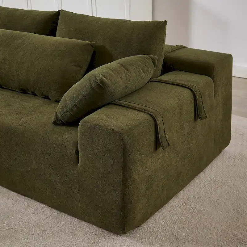 108 Chenille Modular L-Shaped Sectional Sofa with 6 Pillows, Reversible Chaise