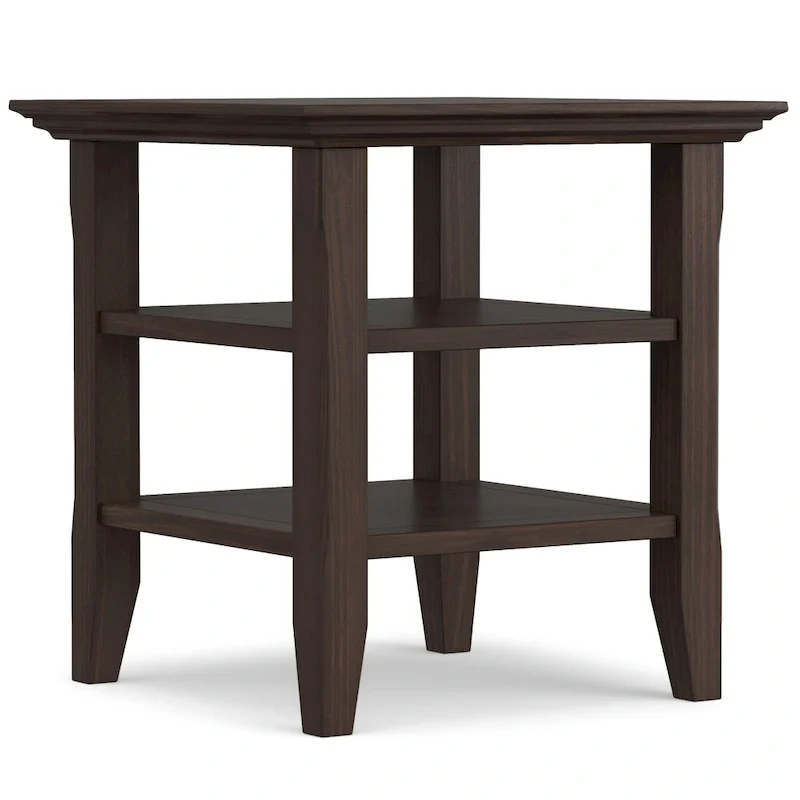 Square End Table with Open Shelves - 19 Inch Wide