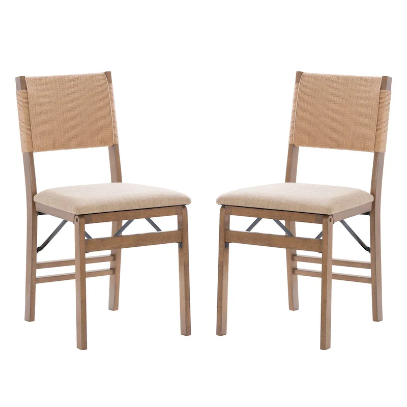 Wood Rope Folding Dining Chair (Set of 2)