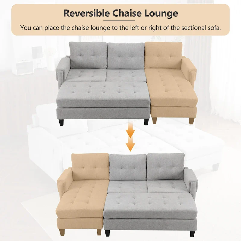 83.4inch L-shaped Sofa Sectional Couch Sofa Bed