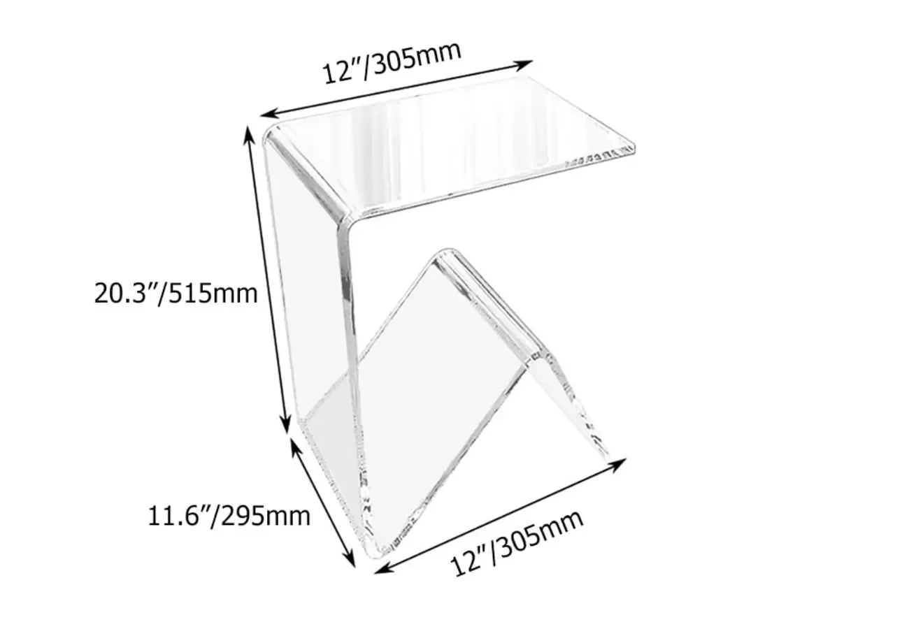 Abstract Acrylic C-shaped End Table in Black/Clear