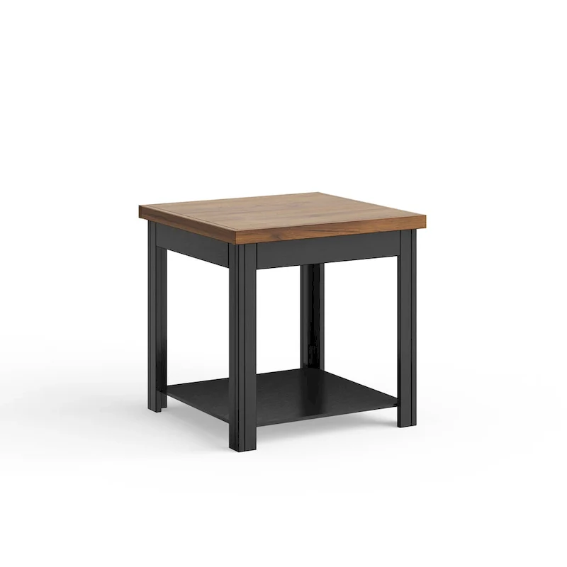 Modern Farmhouse Style 24-Inch Side Table — No Assembly Required, Two-Tone Finish