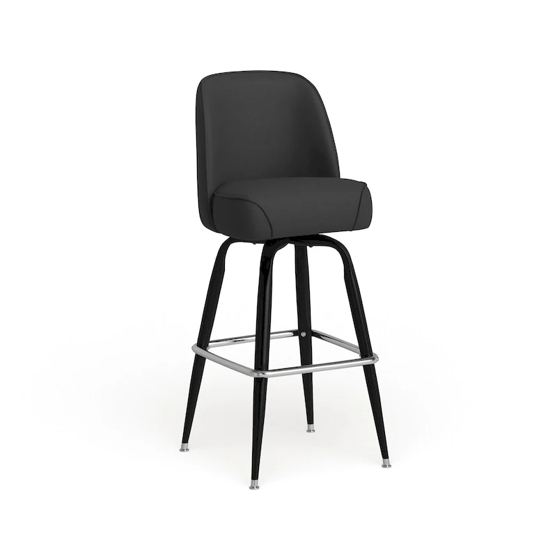 Metal Barstool with Swivel Vinyl Upholstered Bucket Seat and Footrest - 18.5D x 18.5W x 42.5H