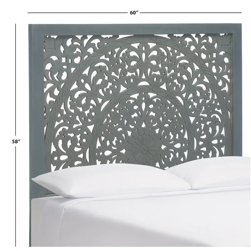 SAFAVIEH Home Remedy Grey Walnut Cut-Out Pattern Headboard