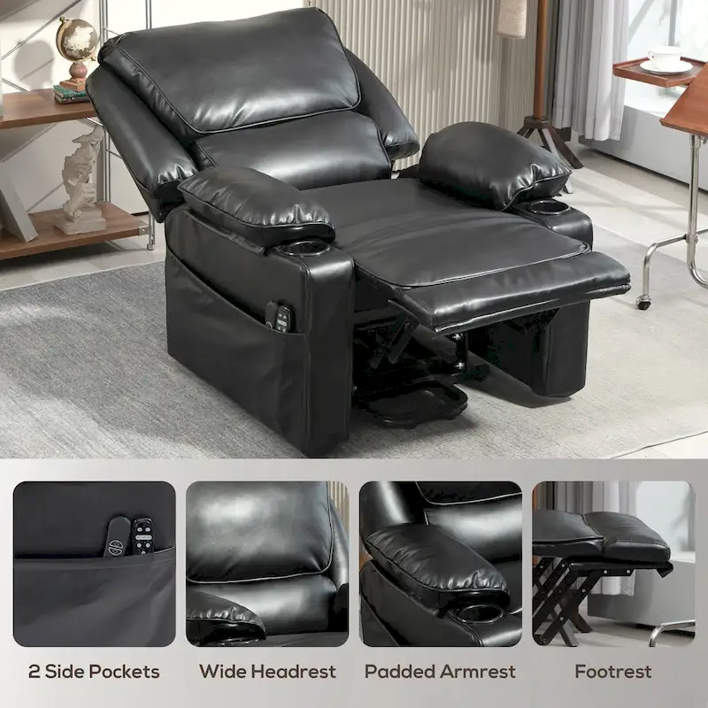 HOMCOM Power Lift Recliner Chair Sofa with Vibration Massage and Heat, Overstuffed Reclining Chair with Remote Control