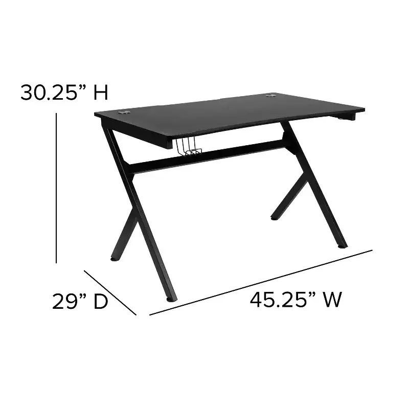 Flash Furniture Gaming Desk and Racing Chair Set with Cup Holder, Headphone Hook & 2 Wire Management Holes