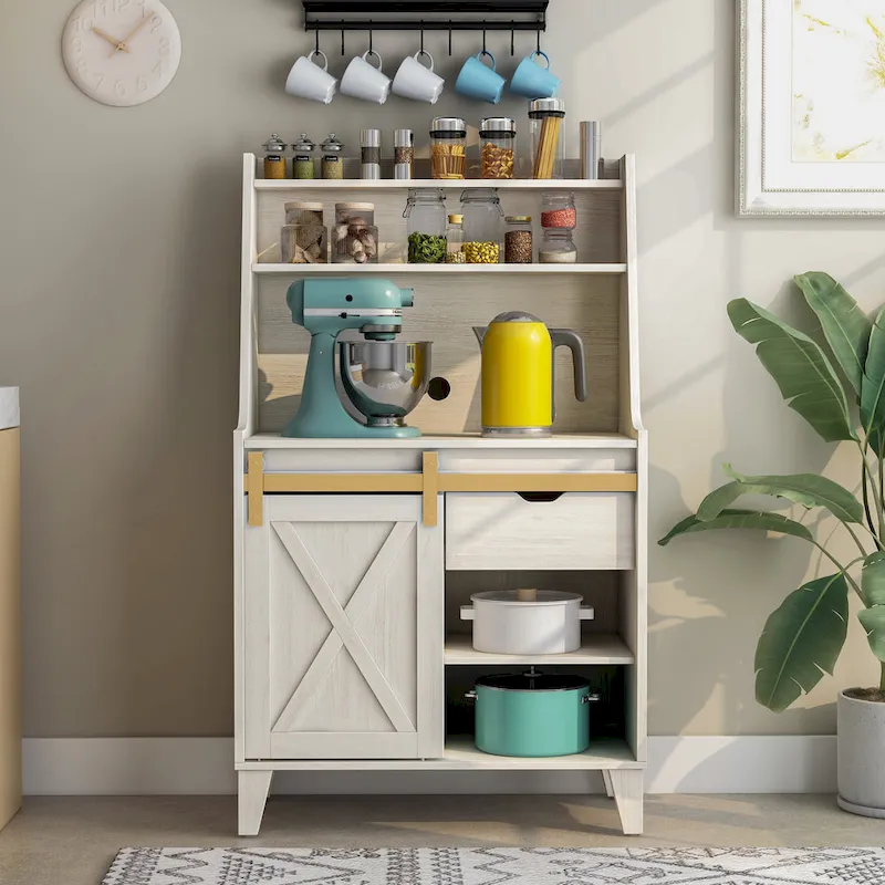 Farmhouse White Oak 6-Shelf Baker's Rack