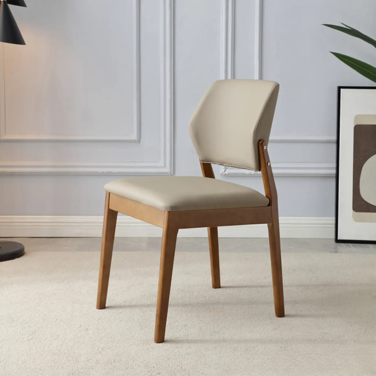 Scandinavian Faux Leather Low Back Dining Chair