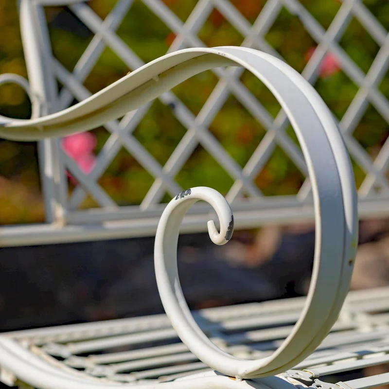 Iron Garden Bench  Stephania  in Antique White
