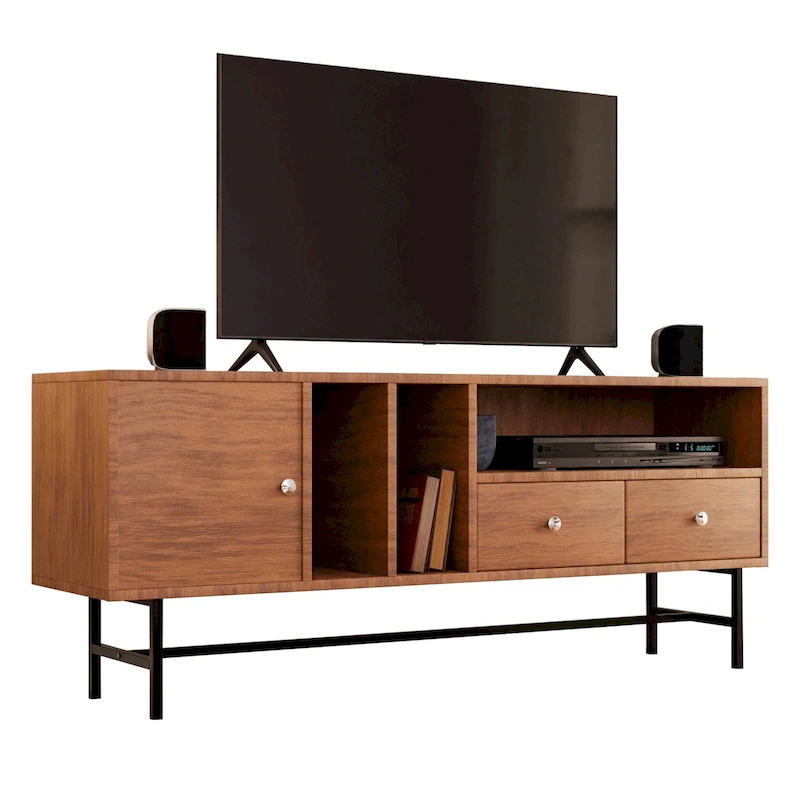 Rochester 2-Drawer 4-Shelf TV Stand Credenza with Iron Legs