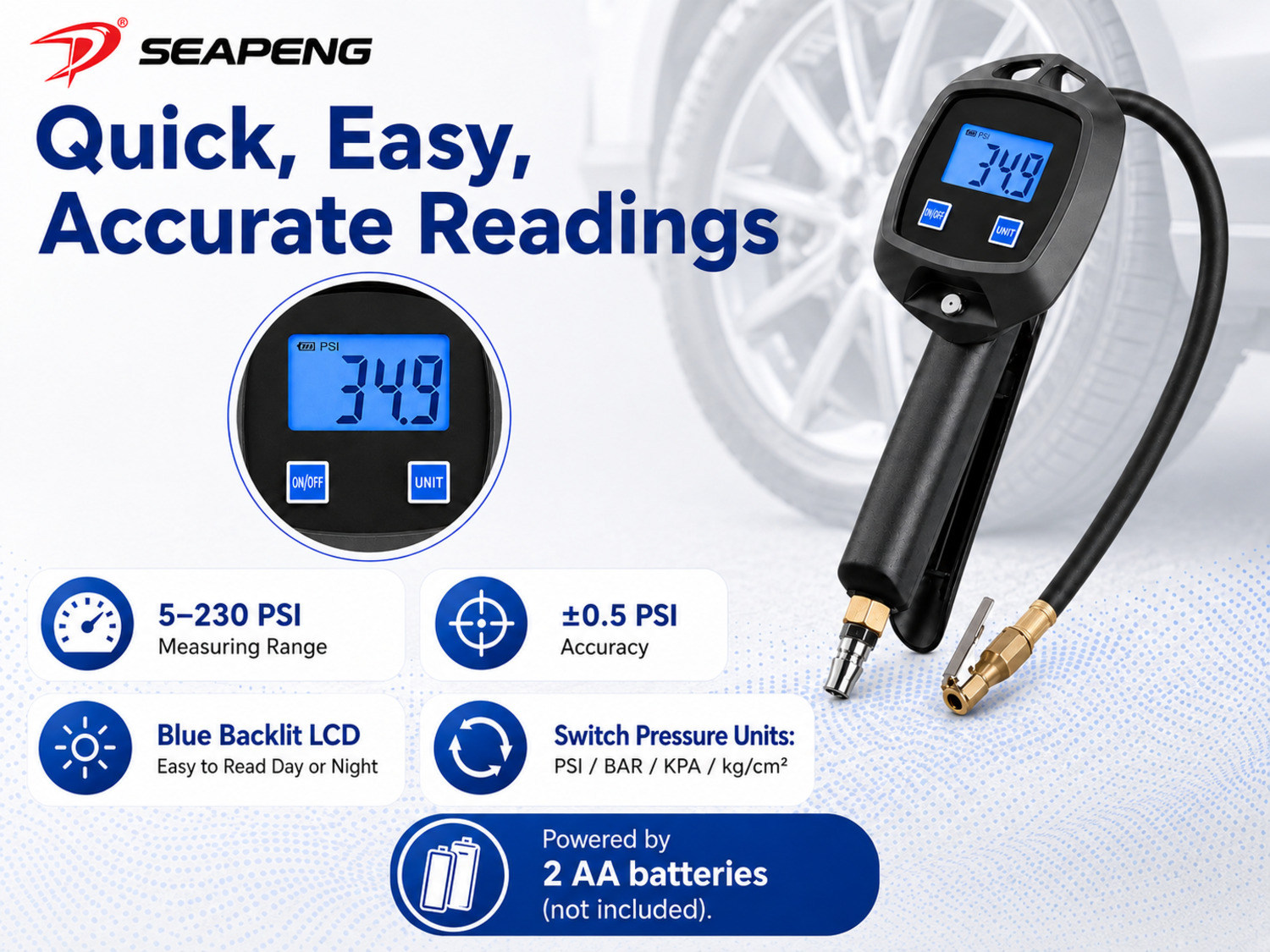 SEAPENG BW-L01 digital tire pressure gauge product detail