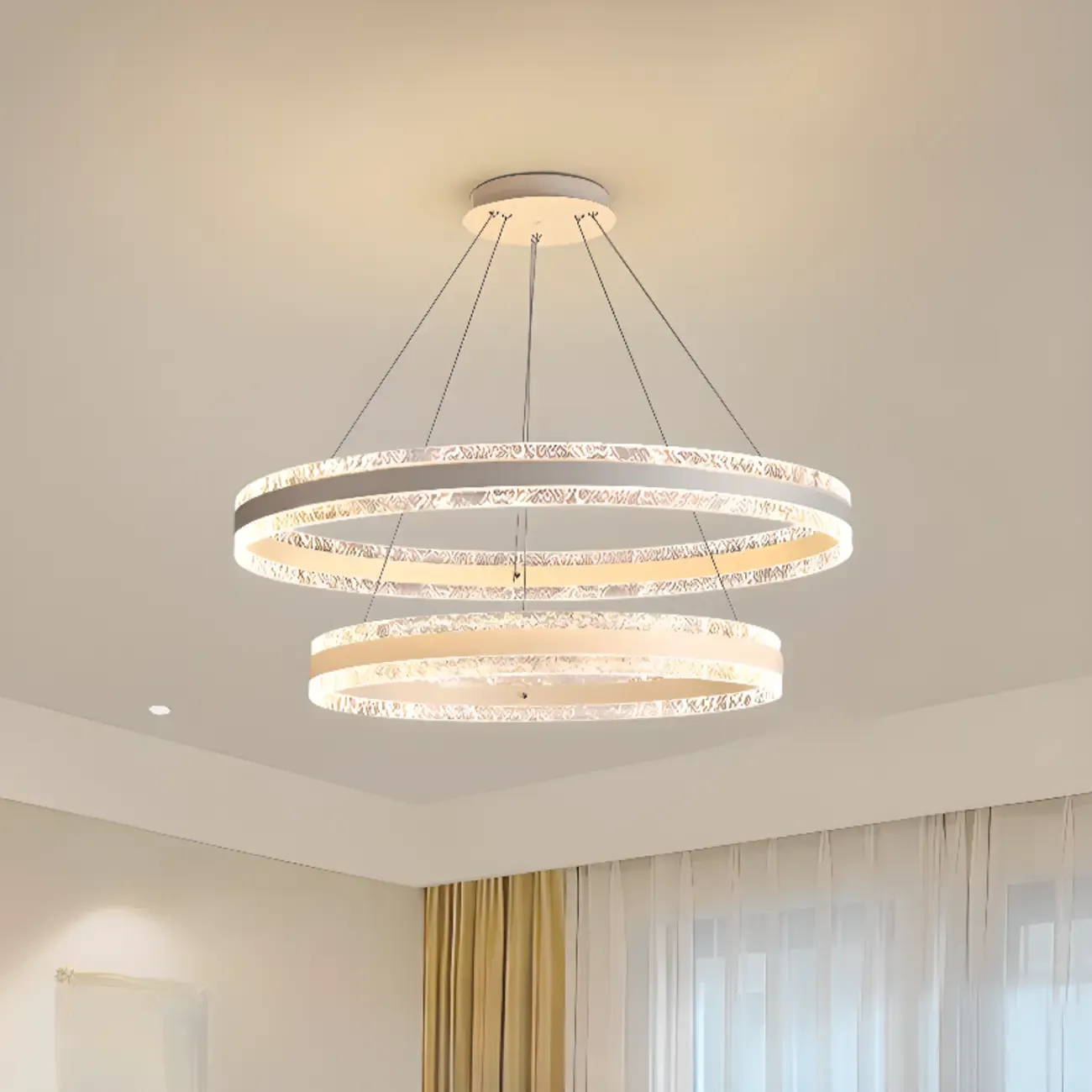 Modern LED Gold Circular Metal Chandelier