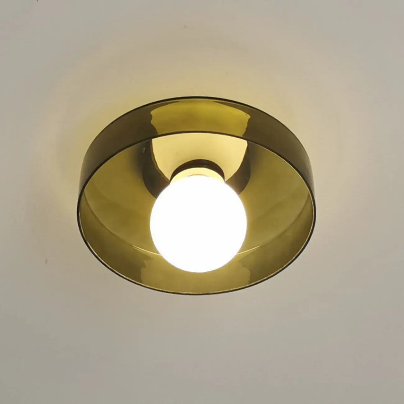 Modern Green Circular Glass Semi Flush Ceiling Light