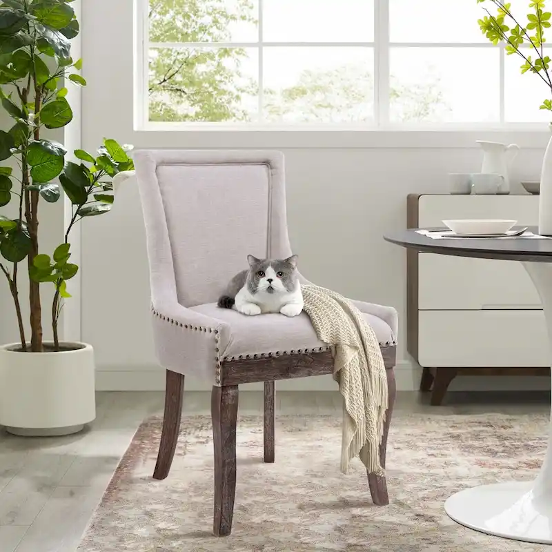 Traditional Tufted Ultra Upholstered Wingback Dining Chair Set of 2