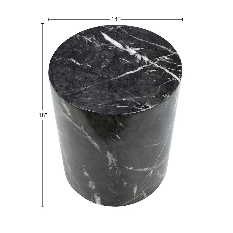 Sully Round Pedestal Side Table, Black and White