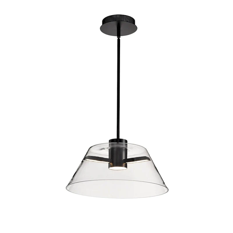 Edmond 17 Inch LED Pendant Matte Black with Clear Glass - Matte Black