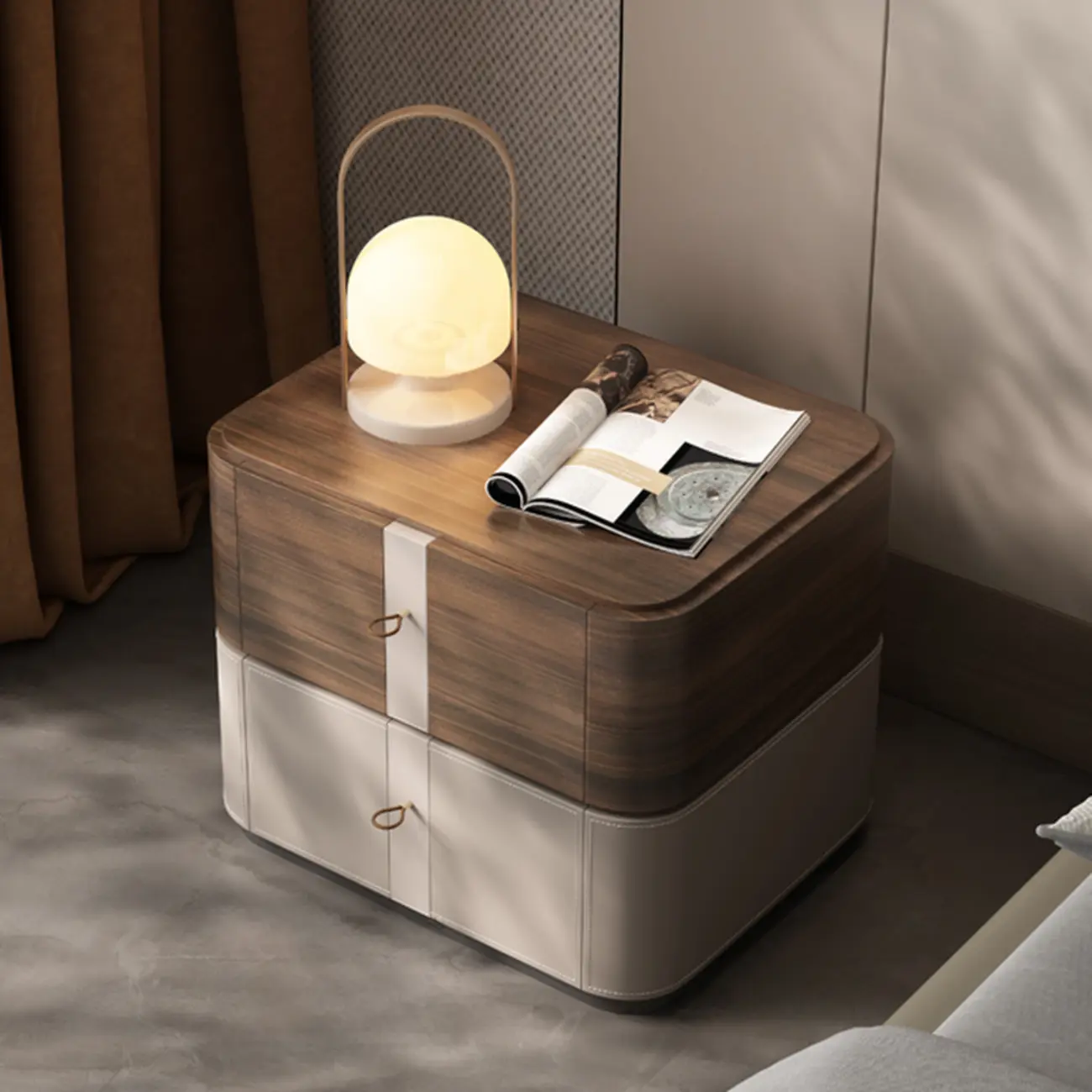 Modern Nightstand with Drawer Storage - Natural Finish