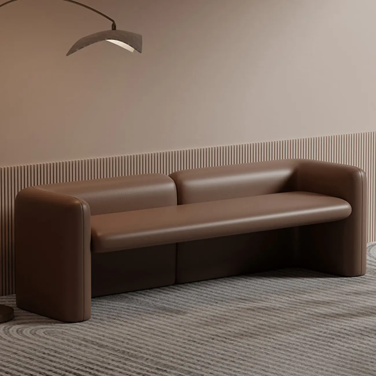 Modern Genuine Leather Cushioned Bedroom Bench