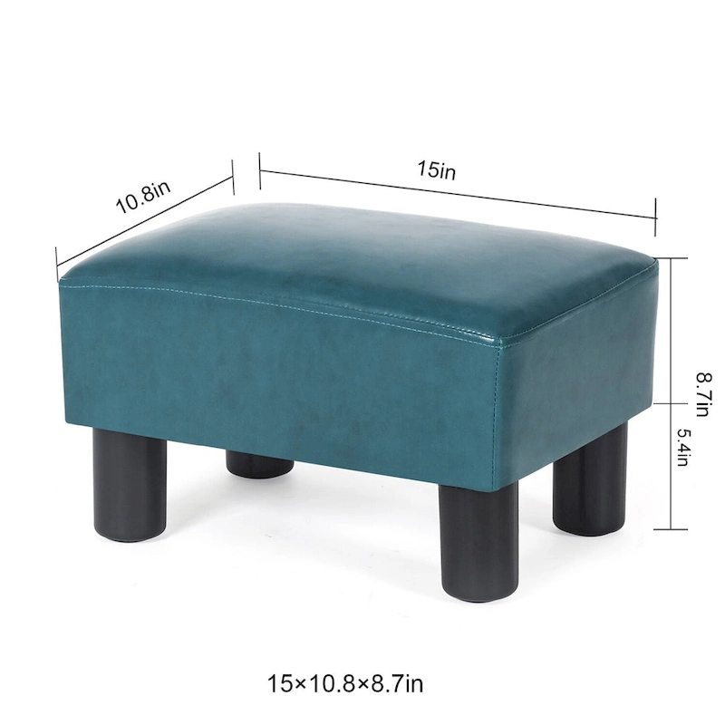 Adeco Faux Leather Ottoman Foot Rest Stool Square Padded Seat Ottoman