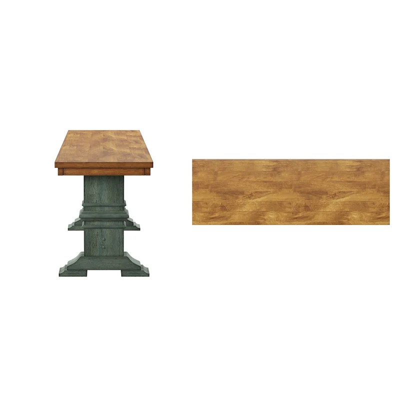 Two-Tone Trestle Leg Wood Dining Bench