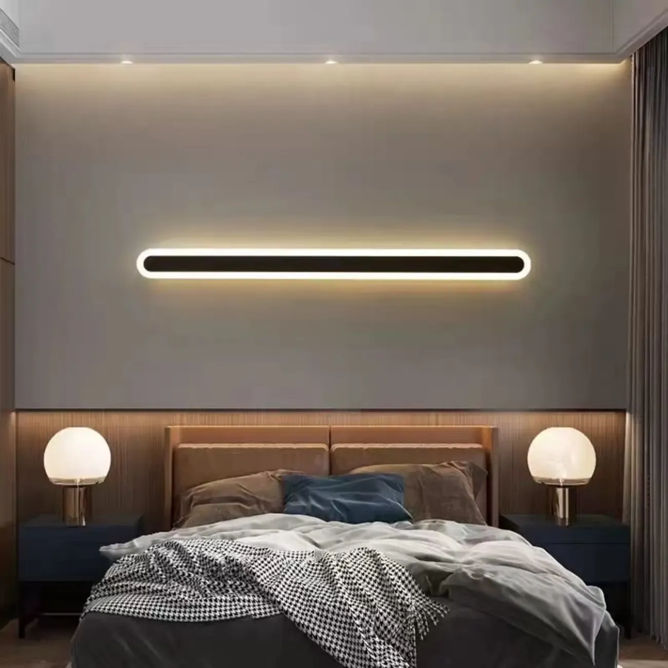 Dimmable Long Strip LED Bedroom Wall Light with Acrylic