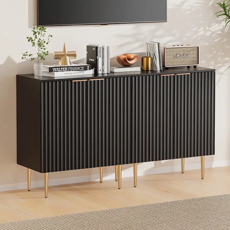 Sideboard Buffet Cabinet Set of 2 with Adjustable Shelves -