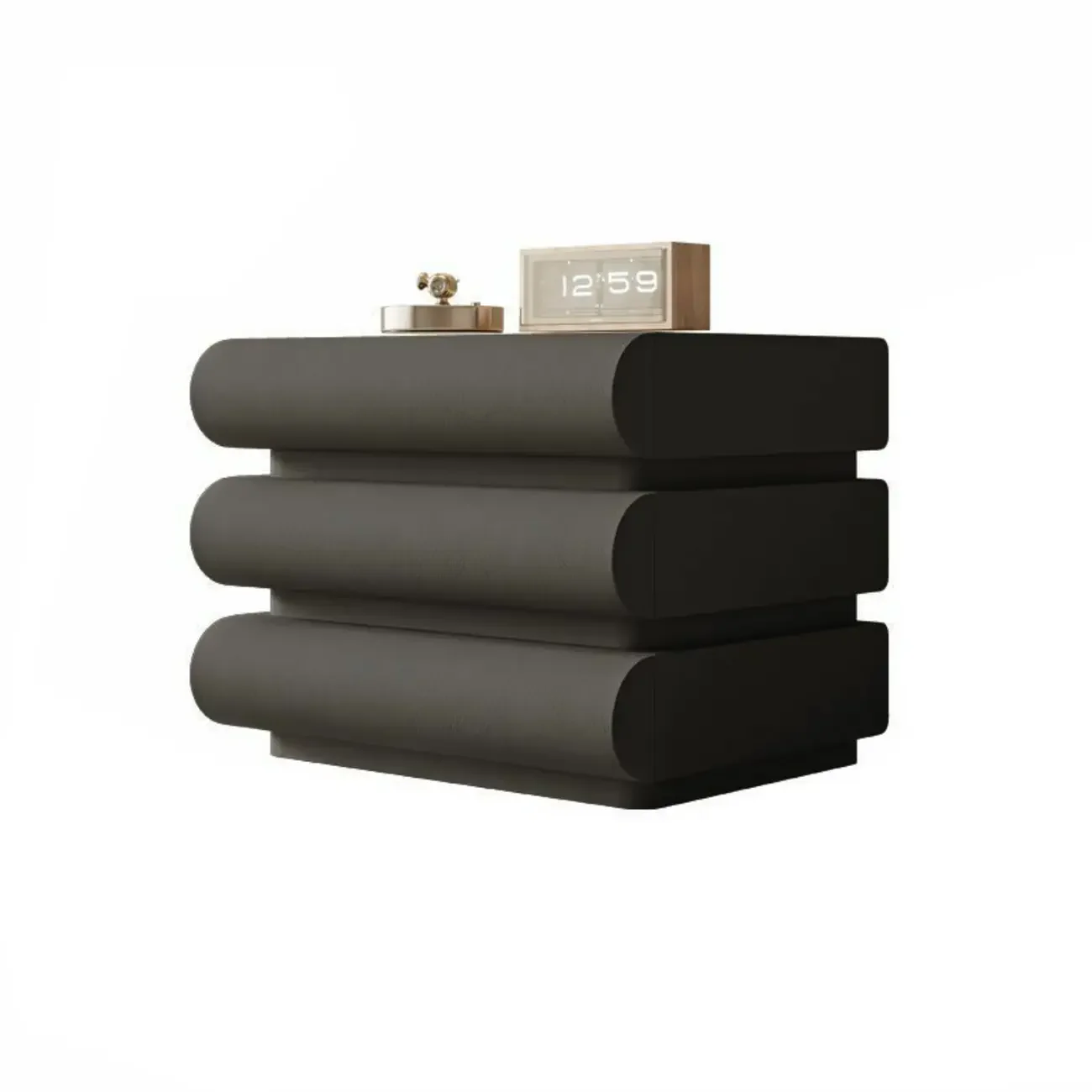 Modern White Pine Wood Leather 2-Drawer Nightstand