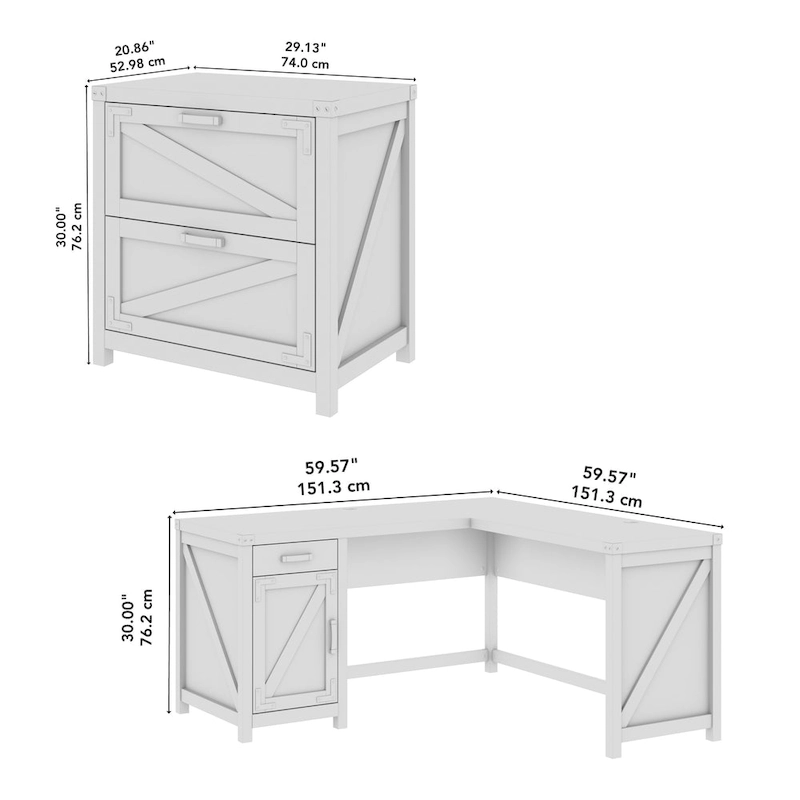 Knoxville 60W L Shaped Desk with File Cabinet by Bush Furniture