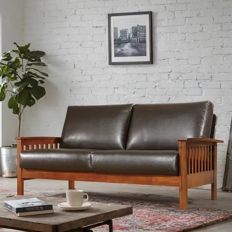 Sigulda Mission-Style Wood Sofa