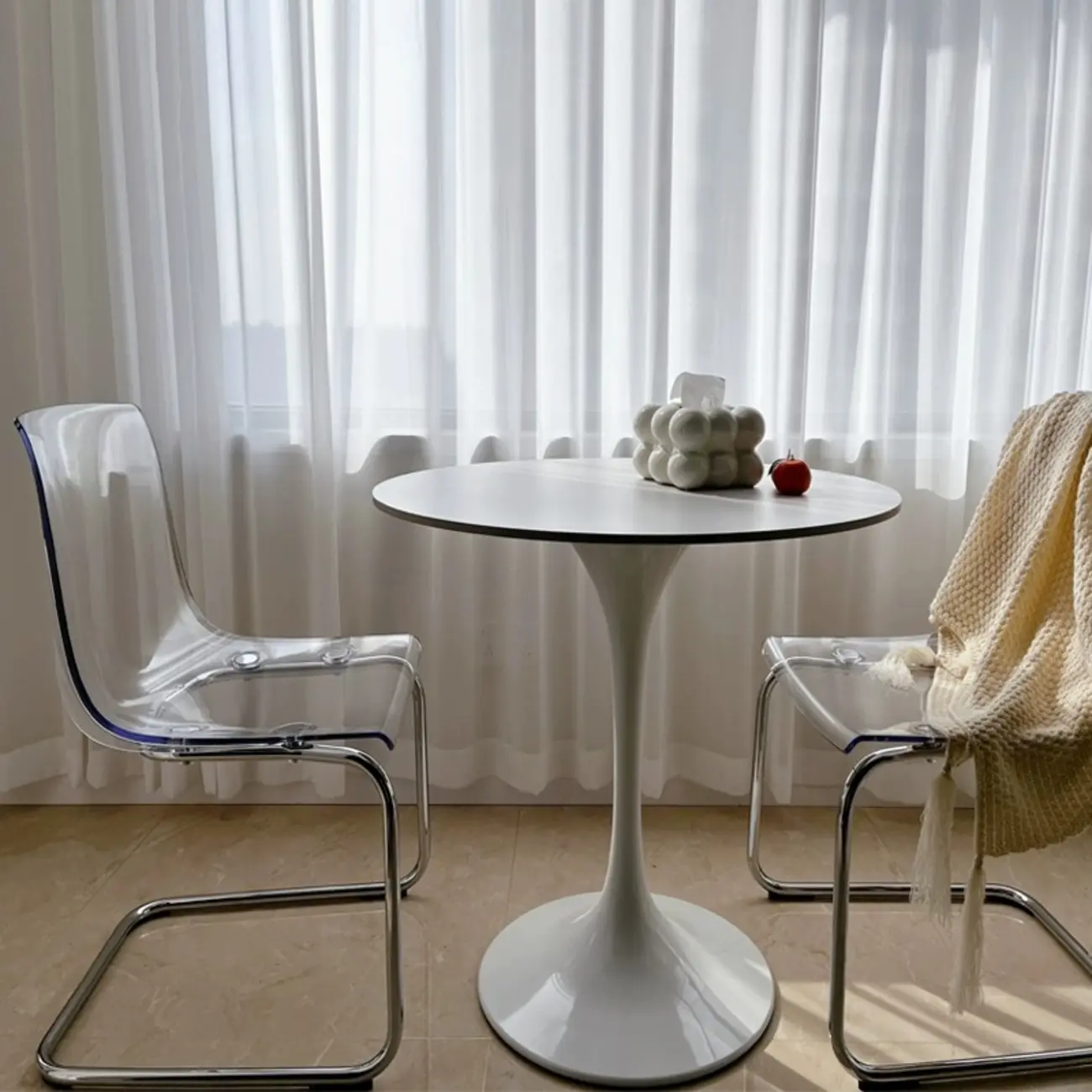 Modern Solid Back Armless Acrylic Dining Chairs