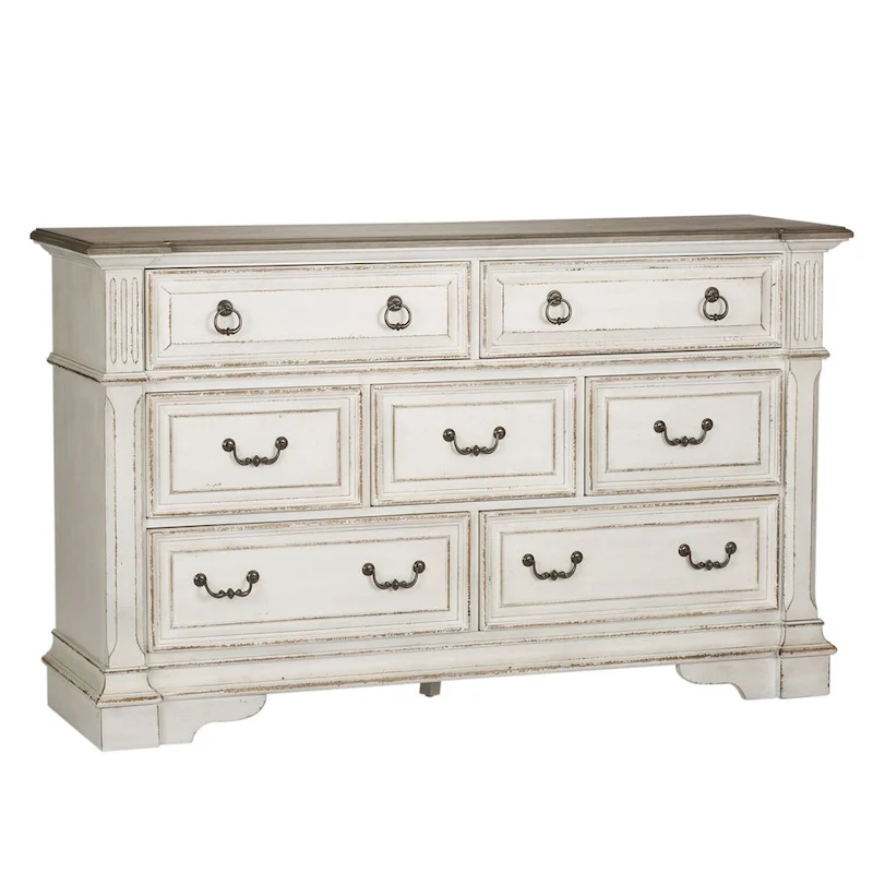 The Gray Barn Abbey Park Weathered Brown & Antique White 7 Drawer Dresser