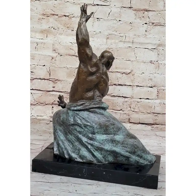 Hot Cast Bronze Sculpture Of Tai Chi Master Martial Arts Sensei Figure On Marble Base