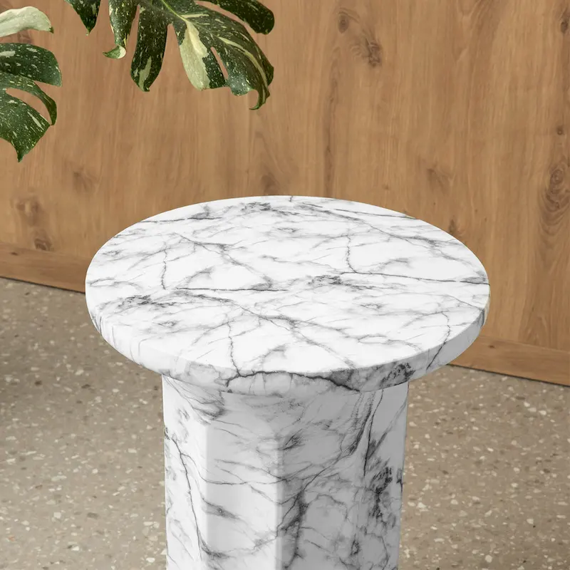 Glitzhome 20.75H Modern MGO Faux Marble Side Table